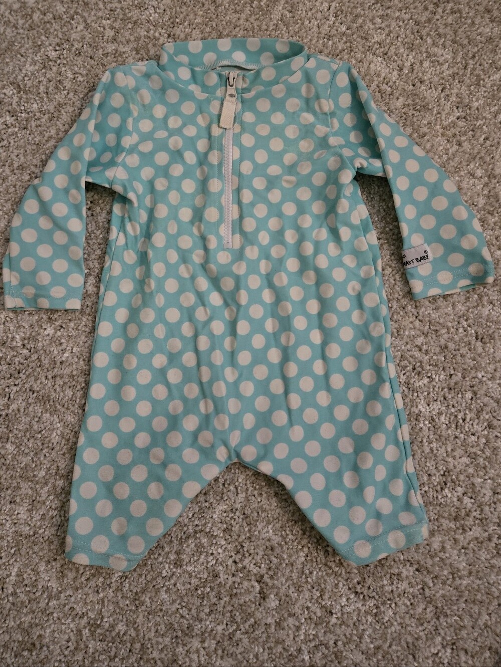 Vaenait Baby 0-6month Swimsuit- Blue And White Dots. Gender Neutral
